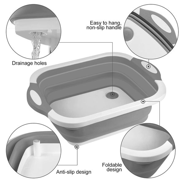 Collapsible  Chopping Basin and Cutting Board: Space-Saving Solution for Camping, Picnics, and Outdoor Activities