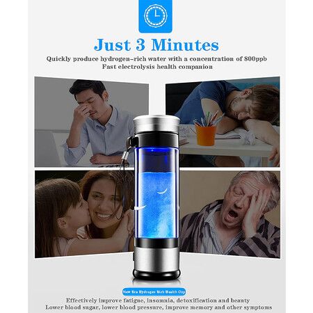 Portable Instant Hydrogen Water Generator Creates Hydrogen-Rich Water in Just 3 Minutes (Up to 800 PPB)