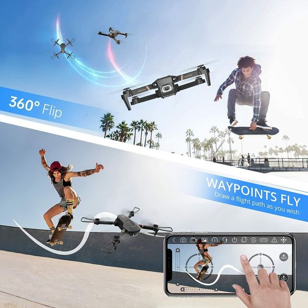 4K WiFi Drone Foldable Quadcopter with Wide-Angle Lens for Panoramic Views,Waypoints Functions,Headless Mode,One Key Start