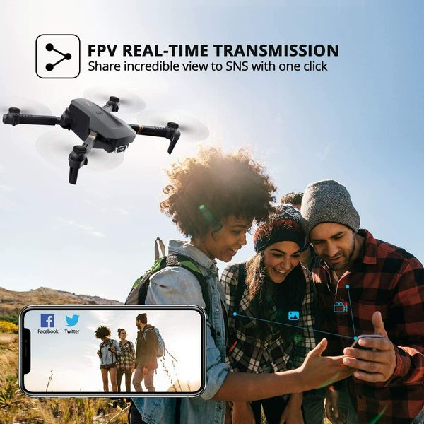 4K WiFi Drone Foldable Quadcopter with Wide-Angle Lens for Panoramic Views,Waypoints Functions,Headless Mode,One Key Start