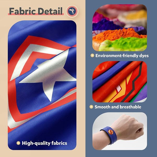 Empower Your Little Heroes 8-set Superhero Capes and Slap Bracelets - Perfect for Dress-Up, Parties, and Imaginative Play