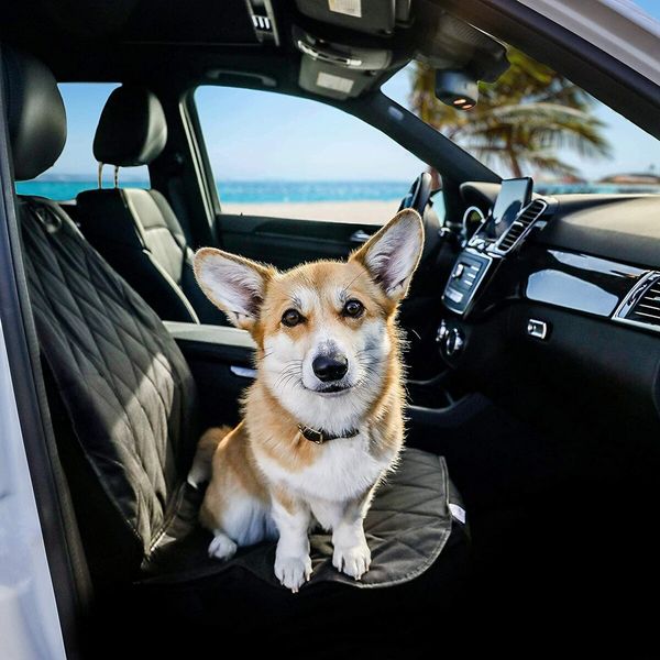 Black Waterproof Car Front Seat Cover for Dogs - Protects Against Dirt in Cars, Trucks & SUVs