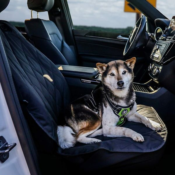 Black Waterproof Car Front Seat Cover for Dogs - Protects Against Dirt in Cars, Trucks & SUVs