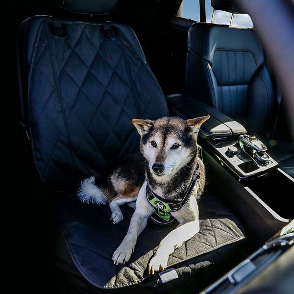 Black Waterproof Car Front Seat Cover for Dogs - Protects Against Dirt in Cars, Trucks & SUVs