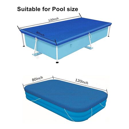 Rectangular Frame Pool Cover with UV Resistance, Rain Protection, and Ropes (300 x 201cm)