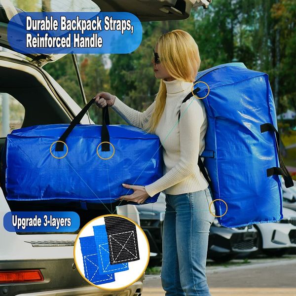 Heavy-Duty Extra Large Moving Bags: Durable Storage Totes with Zippers for Easy Packing and Transport (4 Pack)