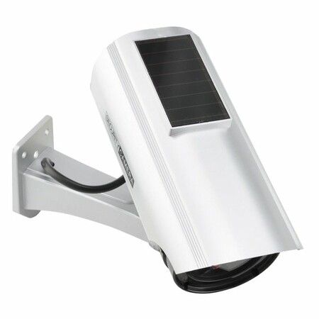 Solar Powered Realistic-looking Dummy Security Camera with LED Blink Light, Quick and easy to instal-Silver