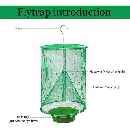 2-pack Fly Trap Catcher Cage with Bait Tray for Indoor and Outdoor Use