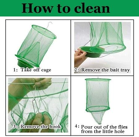 2-pack Fly Trap Catcher Cage with Bait Tray for Indoor and Outdoor Use