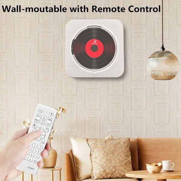 Wall-Mountable Bluetooth CD Player with LCD Display, HiFi Speakers, Remote Control, and FM/MP3 Playback