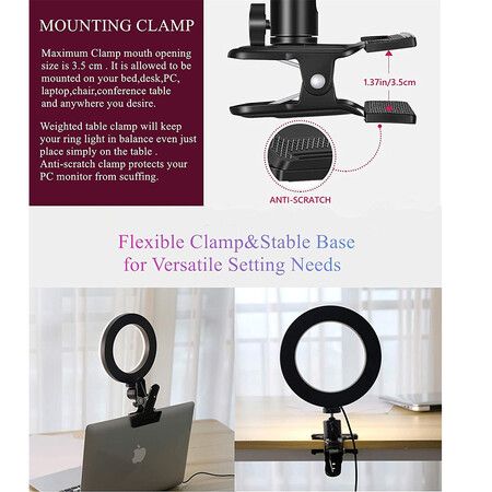 Illuminate Your Virtual Meetings - Video Conference Ring Light with Clamp Mount for Perfect Lighting