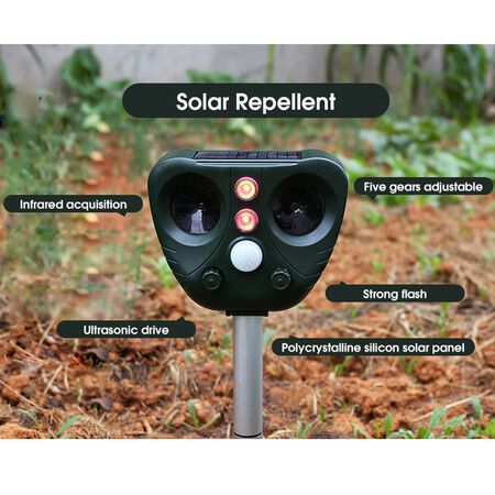 Solar Ultrasonic Animal Repeller: Motion-Activated Deterrent for Cats, Dogs, and Other Animals