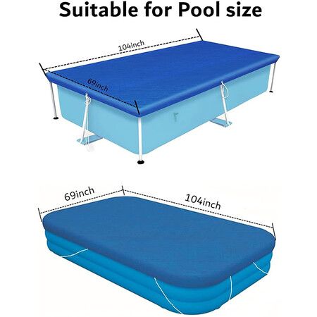 Durable Swimming Pool Cover for Rectangular Frames - UV Protection, Rainproof, and Dust-Resistant(260 x 170cm)