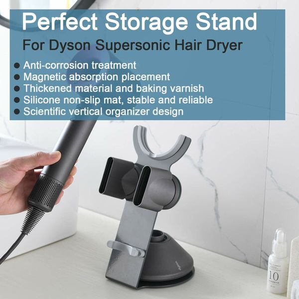 Premium Bathroom Hair Dryer Holder & Stand for Dyson Supersonic Keeps Hair Dryer and Accessories Organized