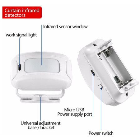 Wireless Motion Sensor Doorbell with Welcome Chime and Alarm - Enhanced Safety and Convenience for Your Home