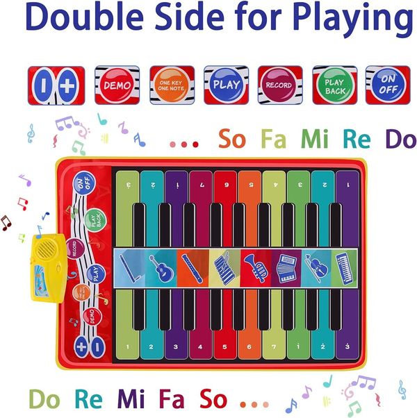 Interactive Piano Mat for Kids - Dual Play Modes for Boys and Girls - Musical Keyboard Playmat