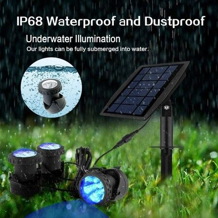 RGB Solar LED Spotlights:  IP68 Waterproof Outdoor LED Lighting for Gardens and Pools