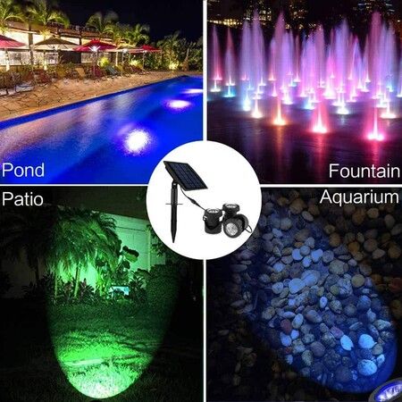 RGB Solar LED Spotlights:  IP68 Waterproof Outdoor LED Lighting for Gardens and Pools