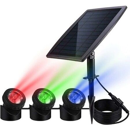 RGB Solar LED Spotlights:  IP68 Waterproof Outdoor LED Lighting for Gardens and Pools