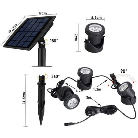 RGB Solar LED Spotlights:  IP68 Waterproof Outdoor LED Lighting for Gardens and Pools