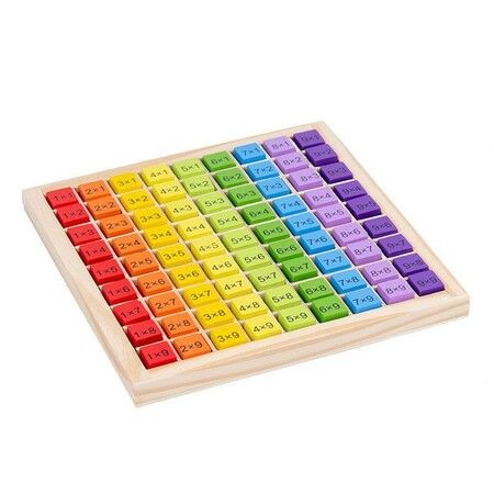 Montessori Multiplication Board Game, 100 Wooden Counting Blocks Interactive Math Learning Toy for Kids Ages 3+