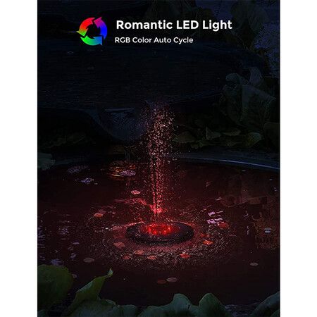 Solar-Powered Fountain with Illuminating LED Lights