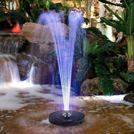 Solar-Powered Fountain with Illuminating LED Lights