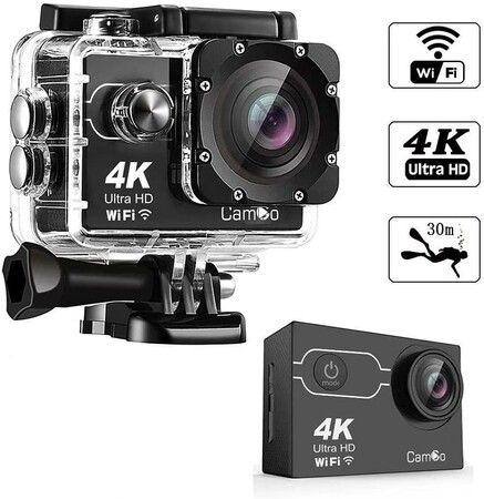 30M Waterproof 4K 16MP Camera with 170 Degree Wide Angle, Perfect for Snorkeling, Diving, and Extreme Sports