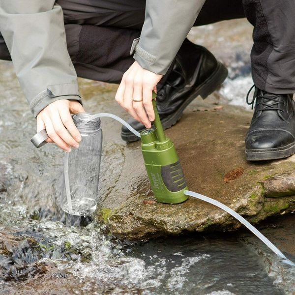 Portable Outdoor Emergency Water Purifier Pump with 3-Stage Filtration (0.01 Micron) for Hiking, Camping, and Emergency Preparedness