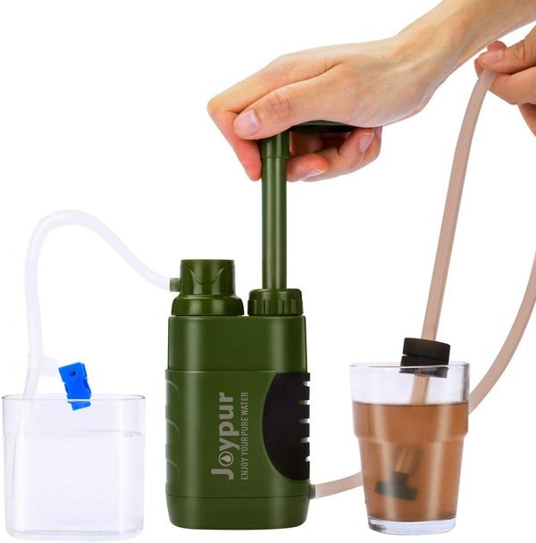 Portable Outdoor Emergency Water Purifier Pump with 3-Stage Filtration (0.01 Micron) for Hiking, Camping, and Emergency Preparedness