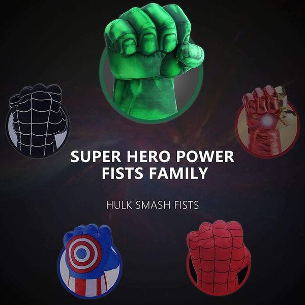 Superhero Smash Fists: Plush Punching Gloves Stuffed Pillow Handwear Toys for Kids' Cosplay Costumes and Play in Birthday,Halloween,Christmas