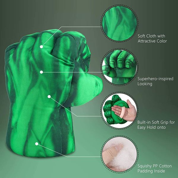 Superhero Smash Fists: Plush Punching Gloves Stuffed Pillow Handwear Toys for Kids' Cosplay Costumes and Play in Birthday,Halloween,Christmas