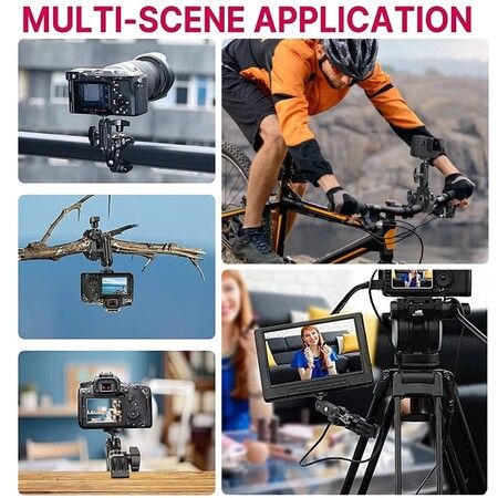 Metal Clamp with Double Ball Head Magic Arm: Versatile Mount for Camera and Monitor