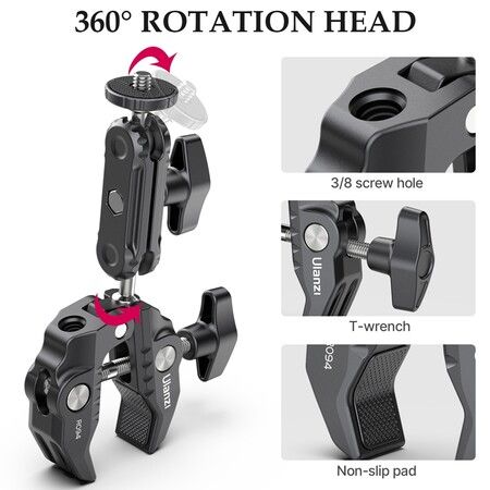 Metal Clamp with Double Ball Head Magic Arm: Versatile Mount for Camera and Monitor