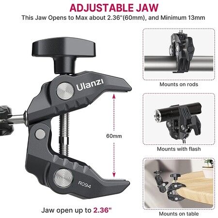 Metal Clamp with Double Ball Head Magic Arm: Versatile Mount for Camera and Monitor