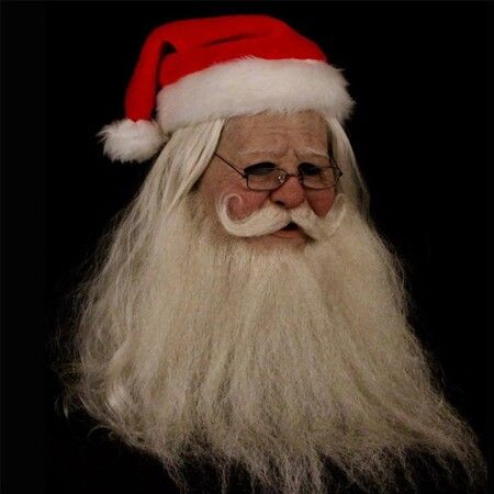 Jolly Christmas Disguise: Complete Santa Claus Costume with Latex Mask, Wig, Beard, and Outdoor Ornament for a Festive Holiday Look (Male)