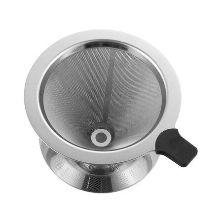 Paperless Pour Over Coffee Filter: Reusable Stainless Steel Cone Filter with Stand，capacity for 1 to 2 cups