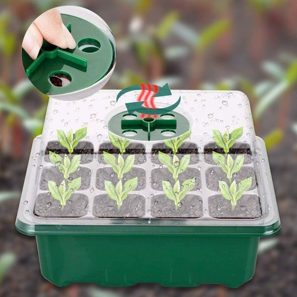 12-Pack Seedling Trays with Greenhouse Grow Kit