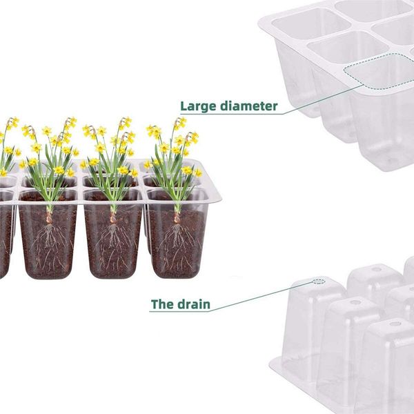 12-Pack Seedling Trays with Greenhouse Grow Kit