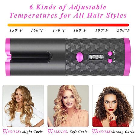 Effortless Curls Cordless Automatic Hair Curler - Portable Curling Wand for Perfect Curls Anytime, Anywhere