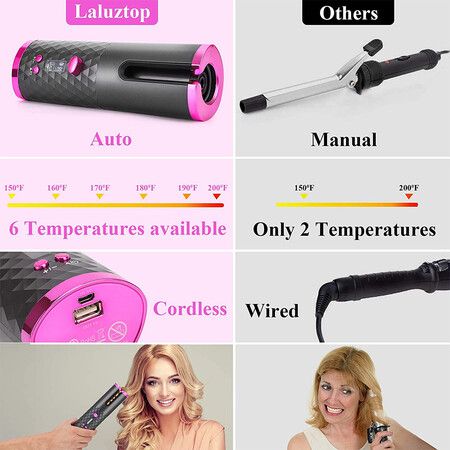 Effortless Curls Cordless Automatic Hair Curler - Portable Curling Wand for Perfect Curls Anytime, Anywhere