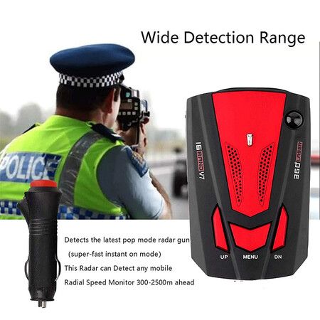 Premium Radar Detector for Cars: Long-Range Detection, Voice Alerts, and Traffic Ticket Protection (Sleek Red)