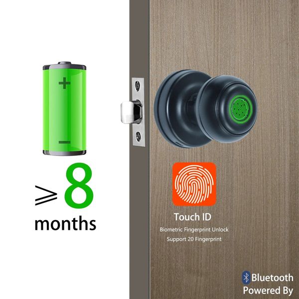 APP Remote Control Smart Fingerprint Door Knob Lock,Secure Home or Business with Biometric Access