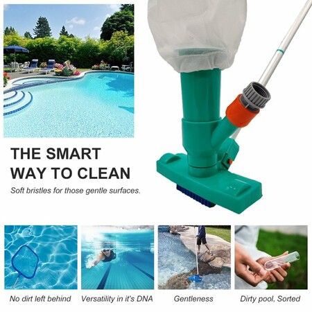 Above Ground Pool Cleaning Kit - Portable Jet Cleaner, Brush, and Detachable Pole - For Spas, Ponds, and Pools