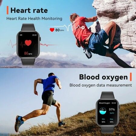 Unisex Smart Watch with Call Function, HeartRate Monitoring, and Sleep Tracking for iPhone and Android Users