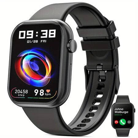 Unisex Smart Watch with Call Function, HeartRate Monitoring, and Sleep Tracking for iPhone and Android Users