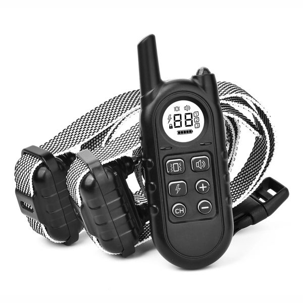 Train 2 Dogs Effectively: Rechargeable Electric Dog Collar with Shock, Vibration, and Waterproof Remote Control