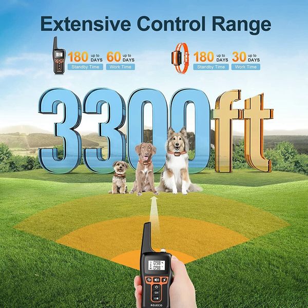 Long-Range Dog Training Collar: 3300ft Remote Control for Large, Medium, and Small Dogs