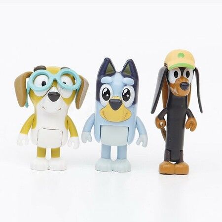 Blue-y Friends and Family Pack Toy Set, 12 Cute Dogs Action Figures for Kids Birthday Gift Fun Playtime