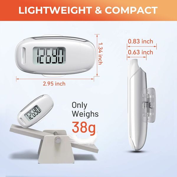 Accurate Step Counting 3D Pedometer,Walking Step Counter with Easy-to-read display,convenient strap attachment,Helps you stay motivated & reach fitness goals